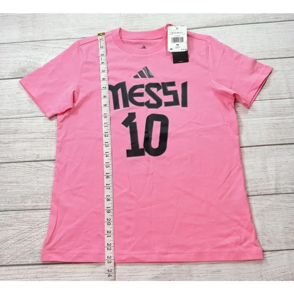 Adidas Lionel Messi Inter Miami CF Player Tee T-shirt Pink Size Youth Medium